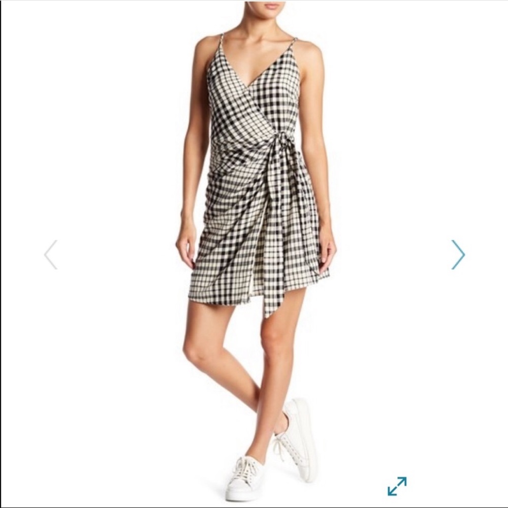 Free People Nodia Check Wrap Mini Dress